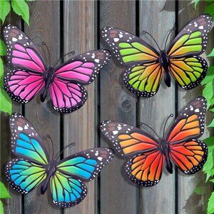Metal Butterfly Wall Art Outdoor Decor - 4 Pack 9.8in Butterflies Wall Decor